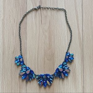 Forever 21 Dainty Bib Necklace - Blue/Gold